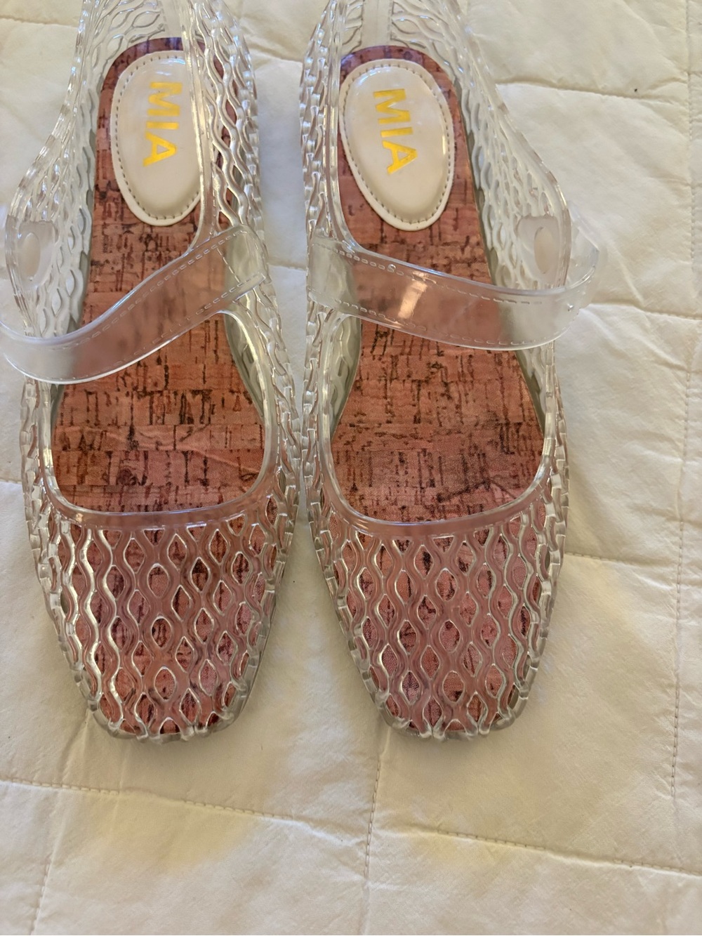 MIA Clear Jelly Mary Jane Mules with Pink Insole